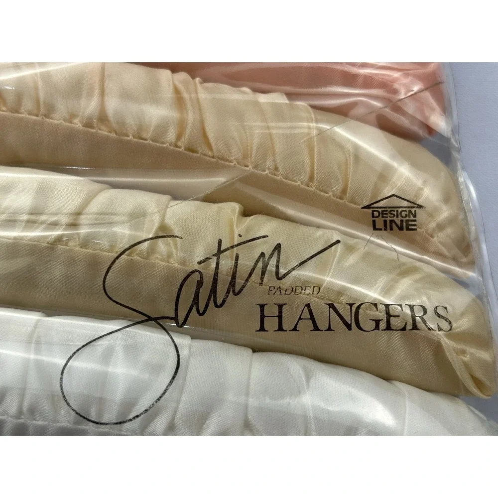 Vintage Satin Padded Hangers Lot of 10 Pastel Colors Sealed Closet Storage